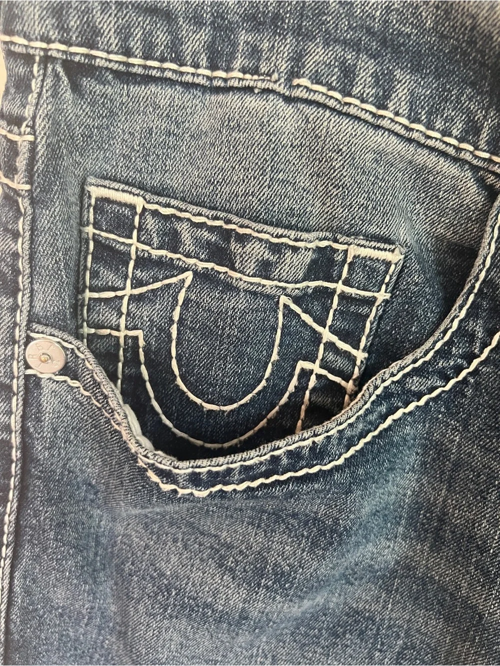 True Religion Men's Washed Blue Relaxed Fit Jeans